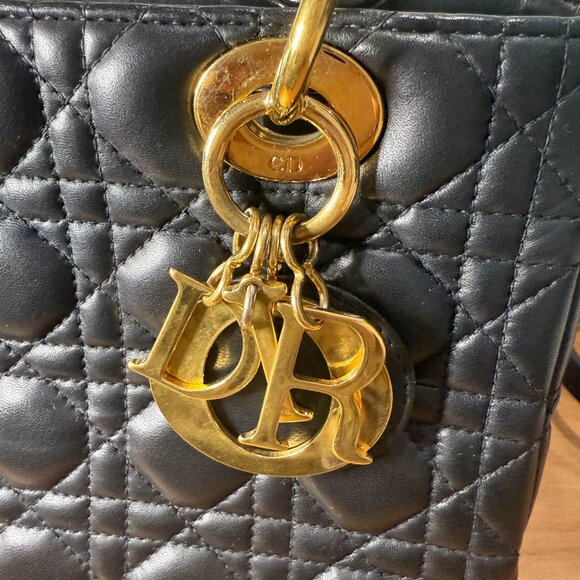 Dior Lambskin Cannage Medium Lady Dior Black Gold Hardware - Picture 13 of 16